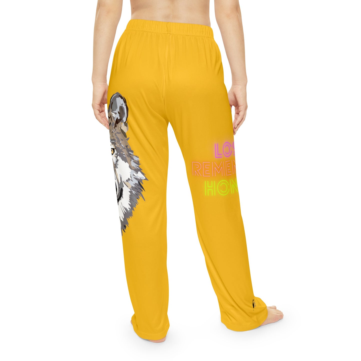 Pambabaeng Pajama Pantalon: Wolves Yellow 