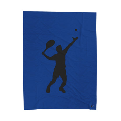 Velveteen Plush Blanket: Tennis Dark Blue