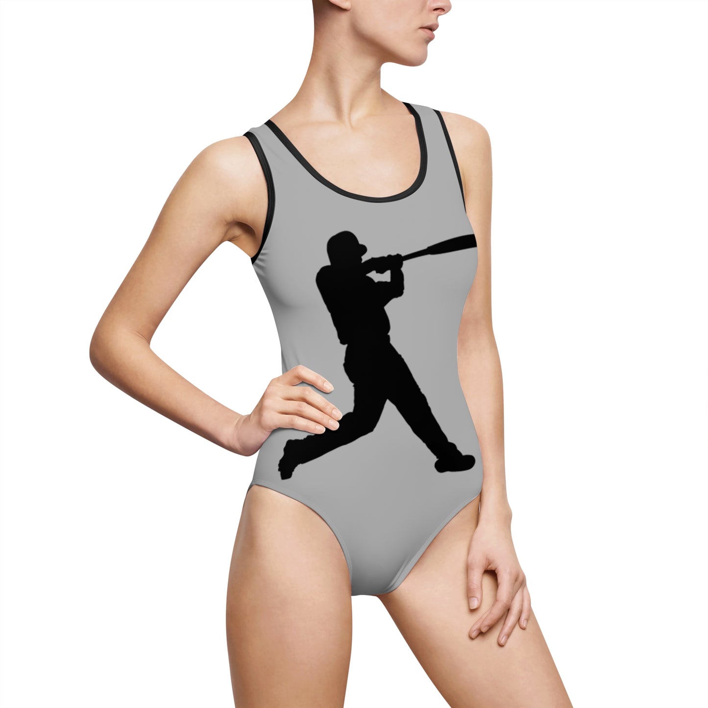 Women's Classic One-Piece Swimsuit: Baseball Lite Grey