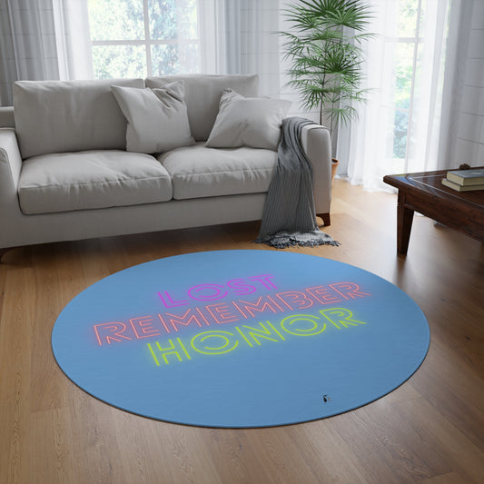Round Rug: Lost Remember Honor Lite Blue
