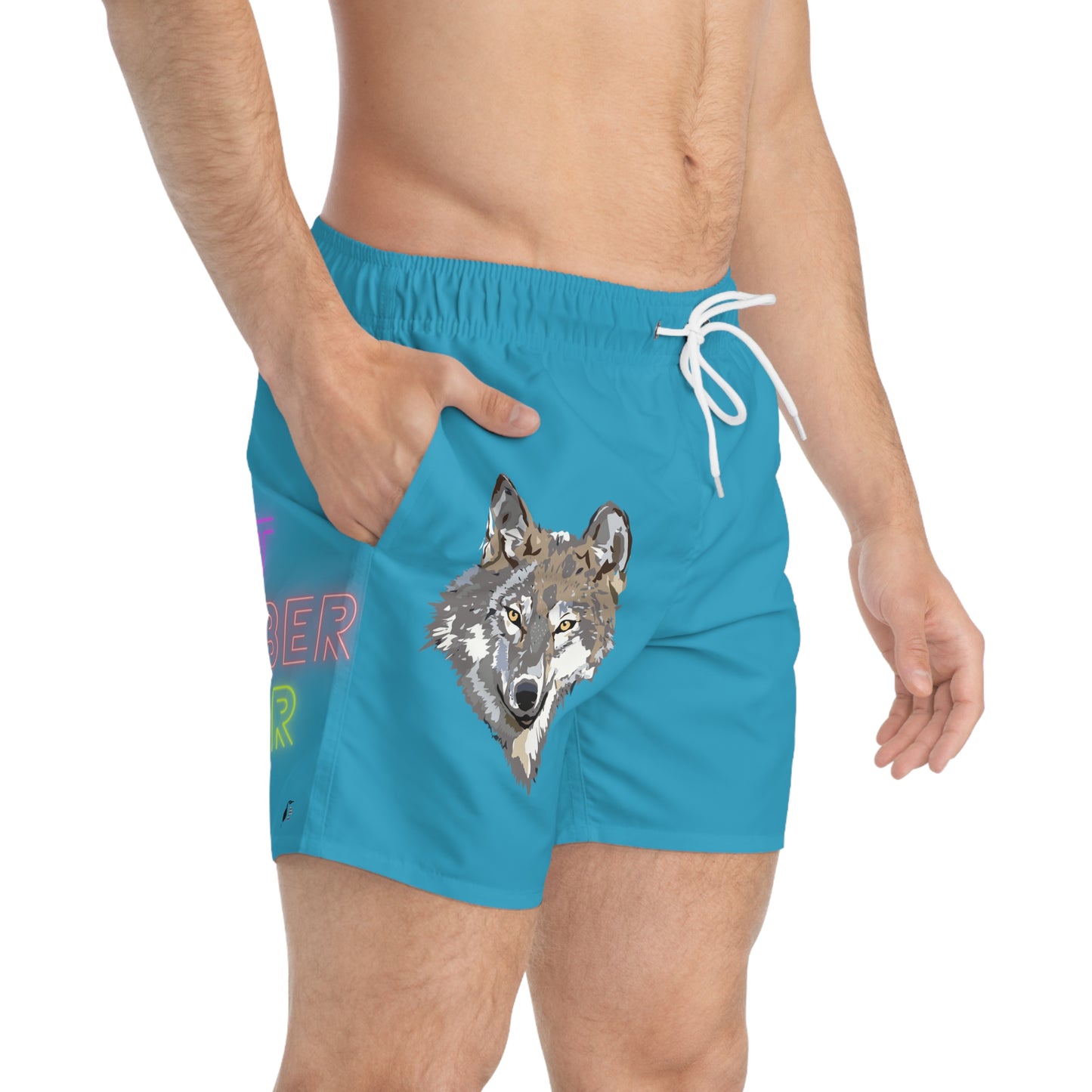 Swim Trunks: Wolves Turquoise