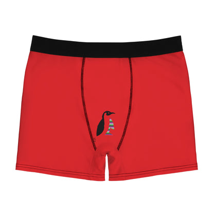 Men's Boxer Briefs: Crazy Penguin World Logo Red