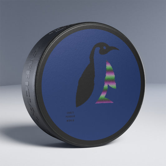 Hockey Puck: Crazy Penguin World Logo Dark Blue