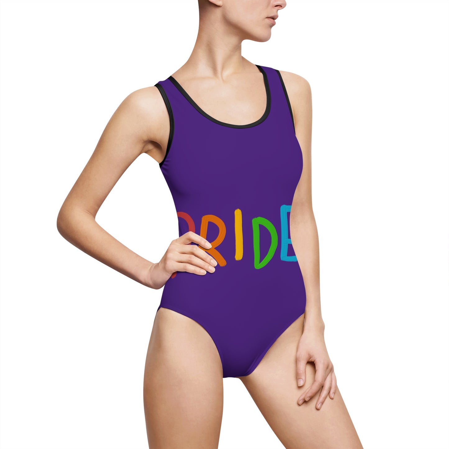 Women's Classic One-Piece Swimsuit: LGBTQ Pride Purple