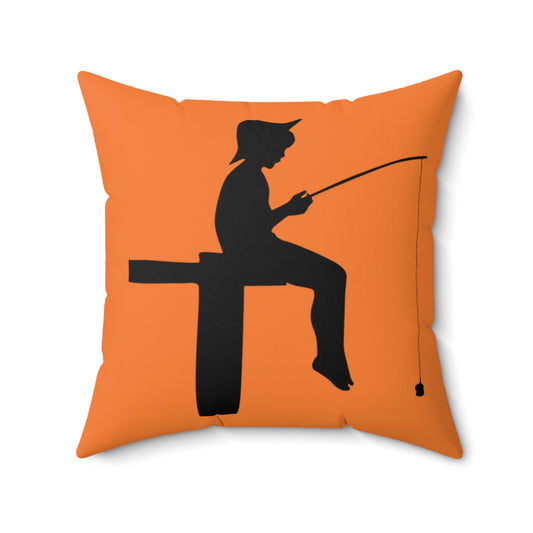 Spun Polyester Square Pillow: Fishing Orange