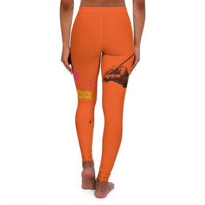 Women's Spandex Leggings: Writing Orange