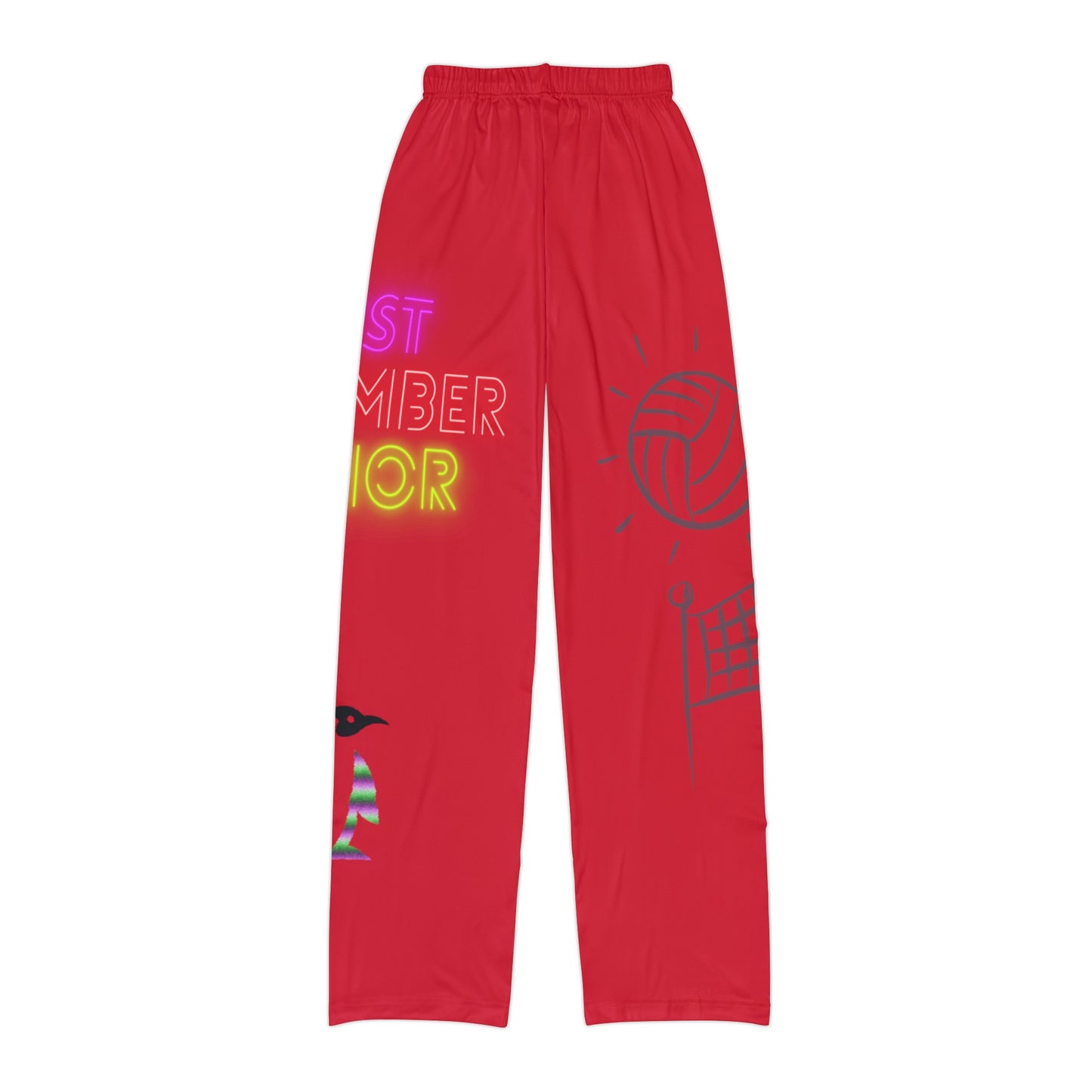 Kids Pajama Pants: Volleyball Dark Red