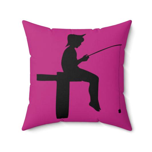 Spun Polyester Square Pillow: Fishing Pink