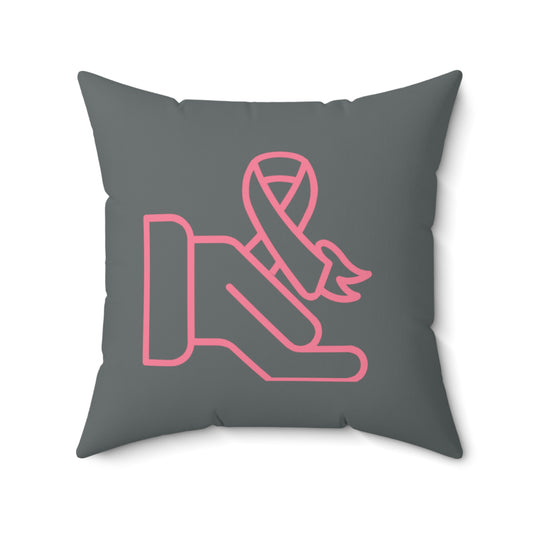 Spun Polyester Square Pillow: Fight Cancer Dark Grey