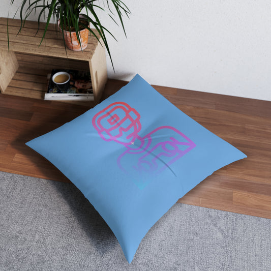 Tufted Floor Pillow, Square: Gaming Lite Blue
