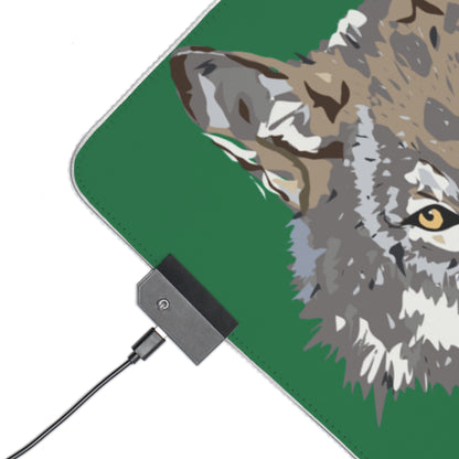 LED Gaming Mouse Pad: Wolves Dark Green