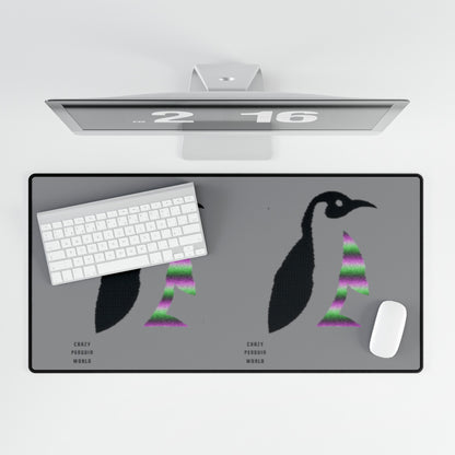 Desk Mats: Crazy Penguin World Logo Grey