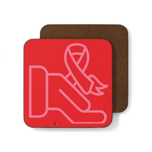 Hardboard Back Coaster: Fight Cancer Red