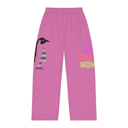 Women's Pajama Pants: Crazy Penguin World Logo Lite Pink