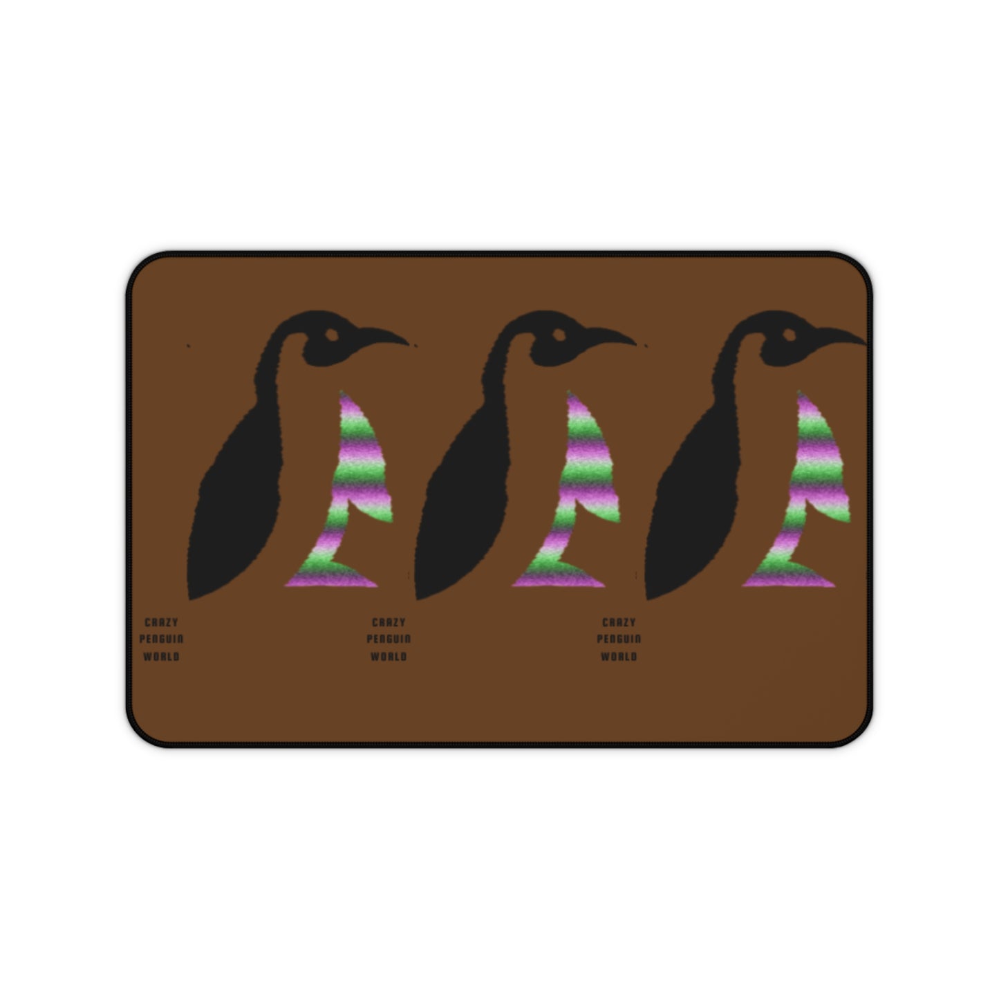 Desk Mat: Crazy Penguin World Logo Brown