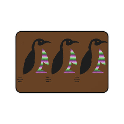 Desk Mat: Crazy Penguin World Logo Brown