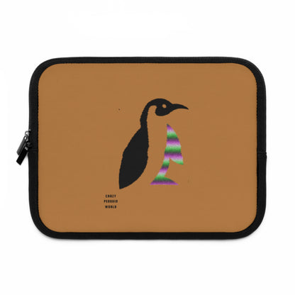 Laptop Sleeve: Crazy Penguin World Logo Lite Brown