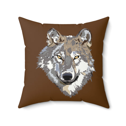 Spun Polyester Square Pillow: Wolves Brown