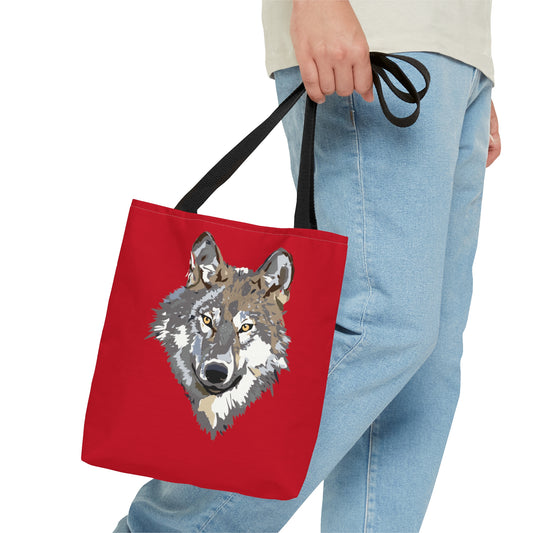 Tote Bag: Wolves Dark Red