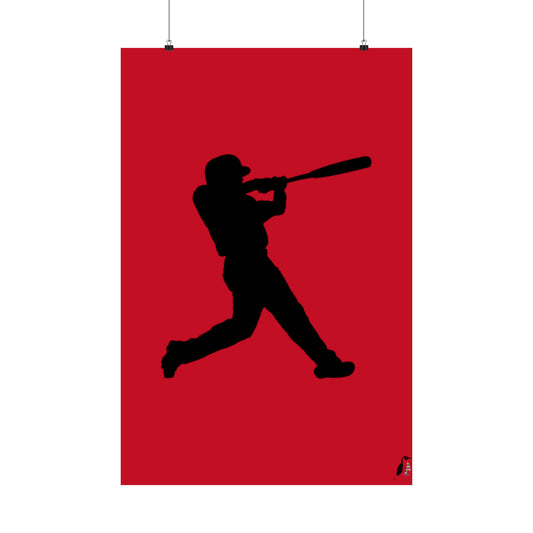 Premium Matte Vertical Posters: Baseball Dark Red