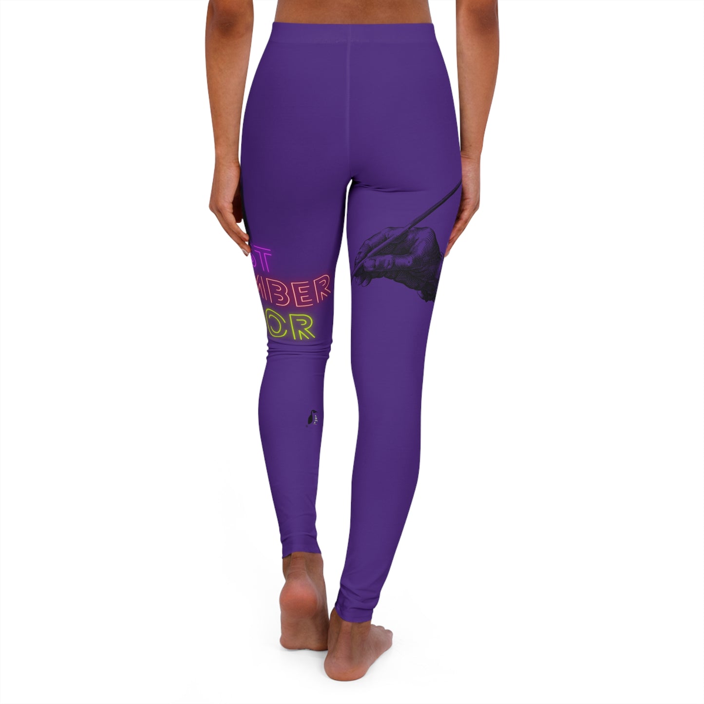 Women's Spandex Leggings: Writing Purple