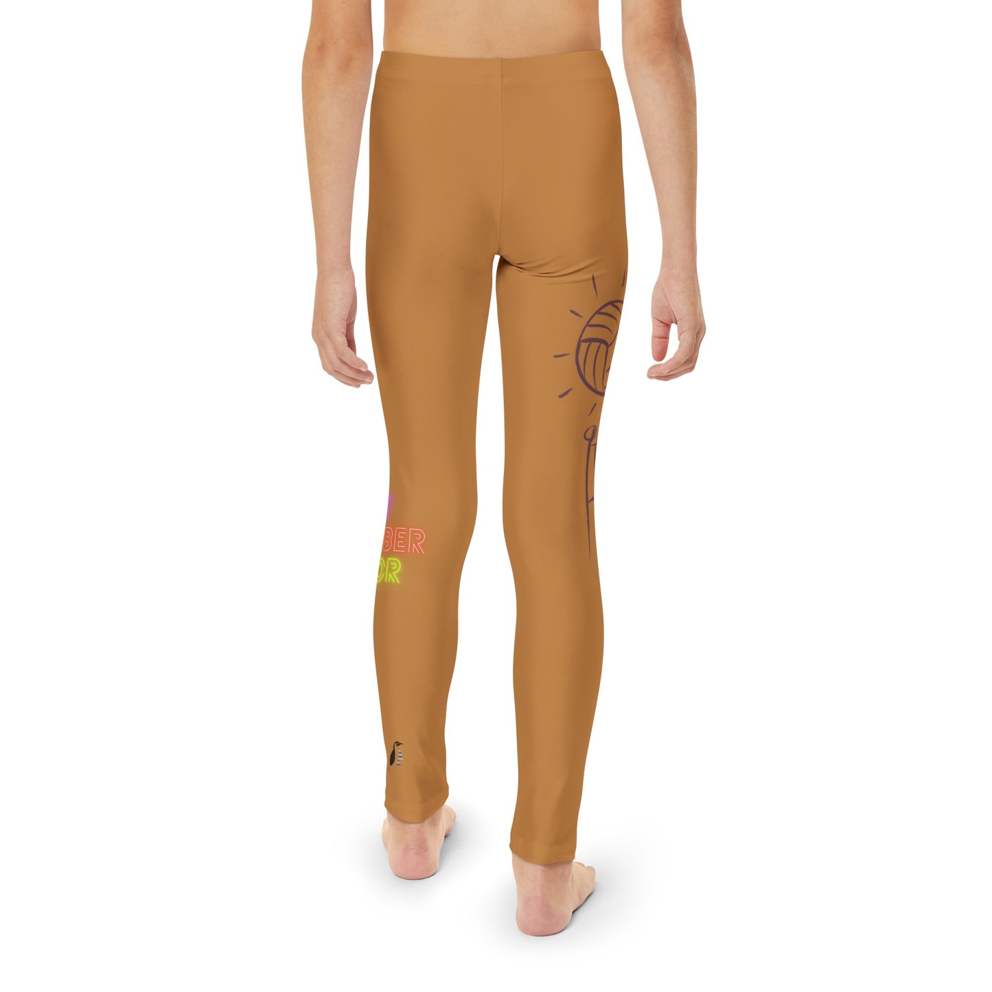 Youth Full-Length Leggings: Volleyball Lite Brown