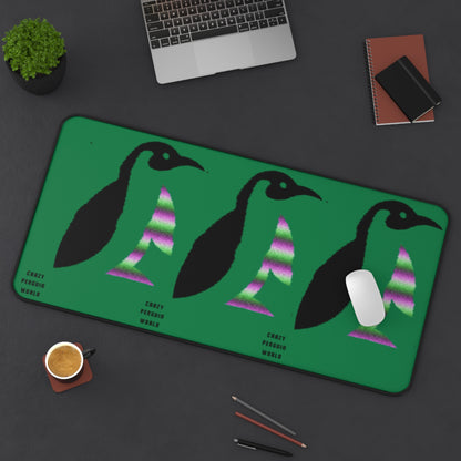 Desk Mat: Crazy Penguin World Logo Dark Green