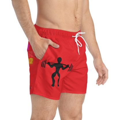 Swim Trunks: Weightlifting Red