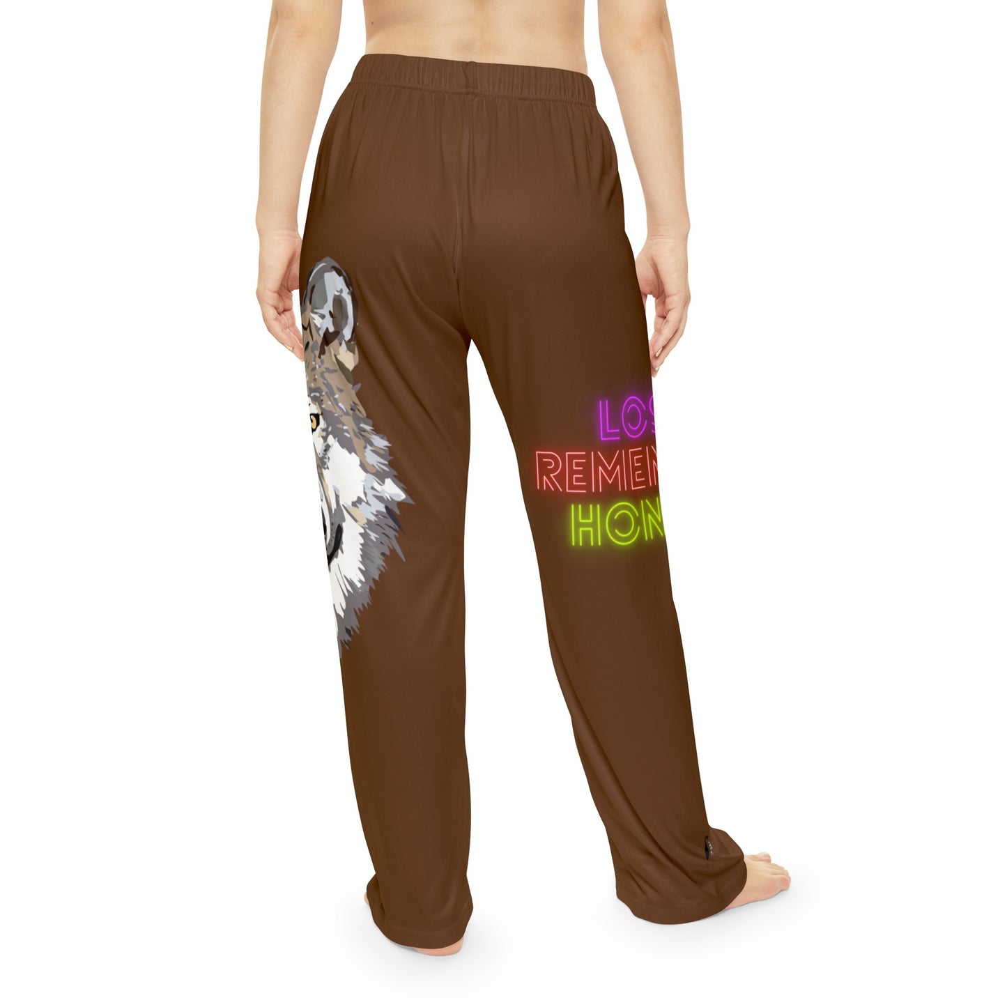 Women's Pajama Pants: Wolves Brown