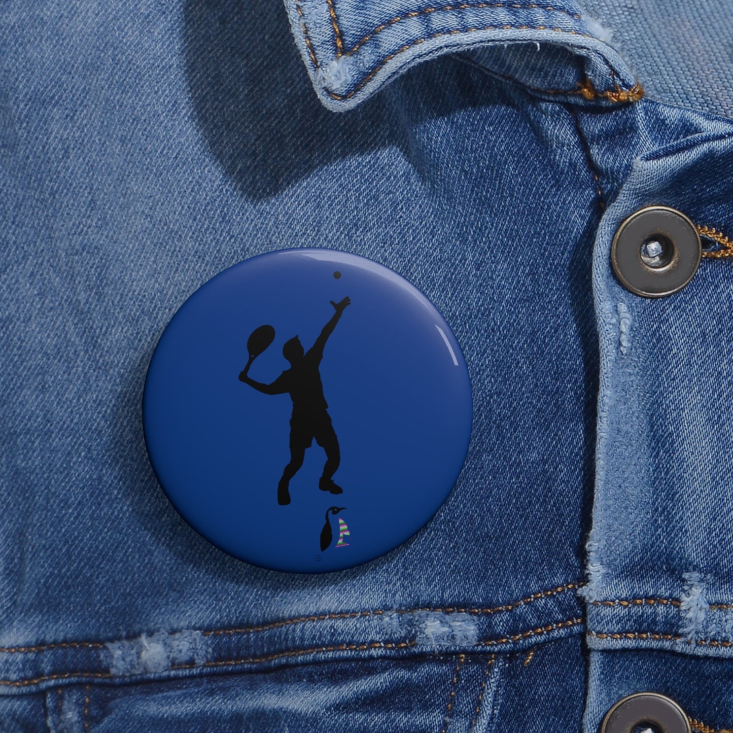 Custom Pin Buttons Tennis Dark Blue