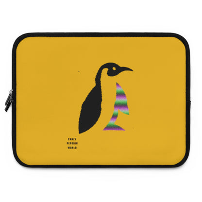 Laptop Sleeve: Crazy Penguin World Logo Yellow