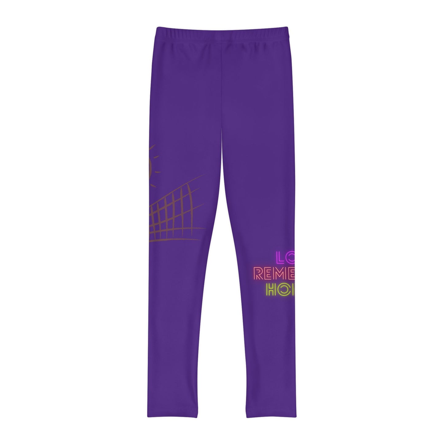 Youth Full-Length Leggings: Volleyball Purple