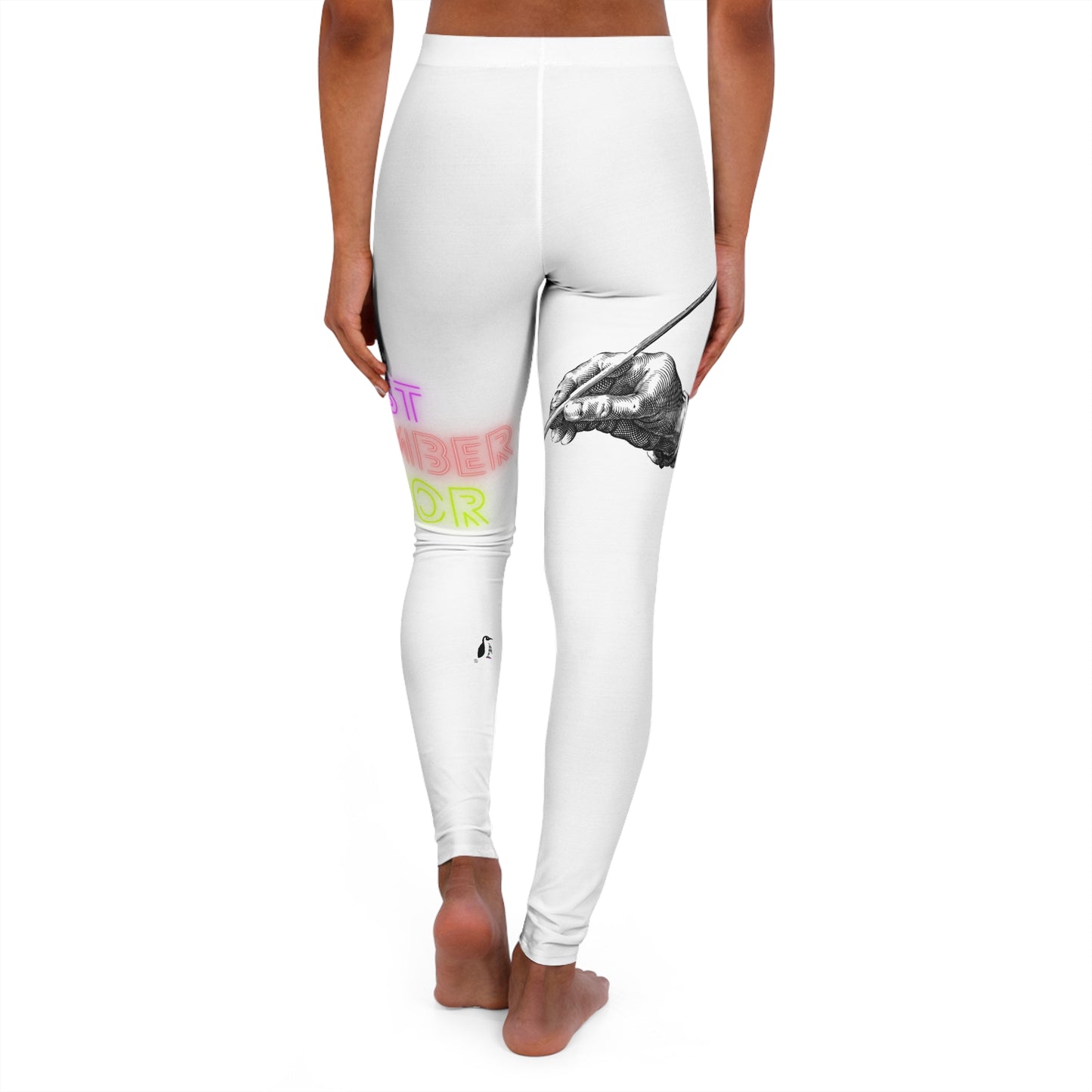 Women's Spandex Leggings: Writing White