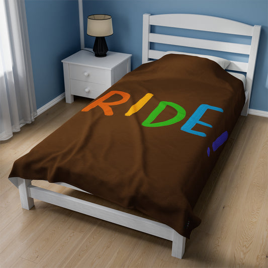 Velveteen Plush Blanket: LGBTQ Pride Brown
