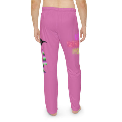 Men's Pajama Pants: Crazy Penguin World Logo Lite Pink