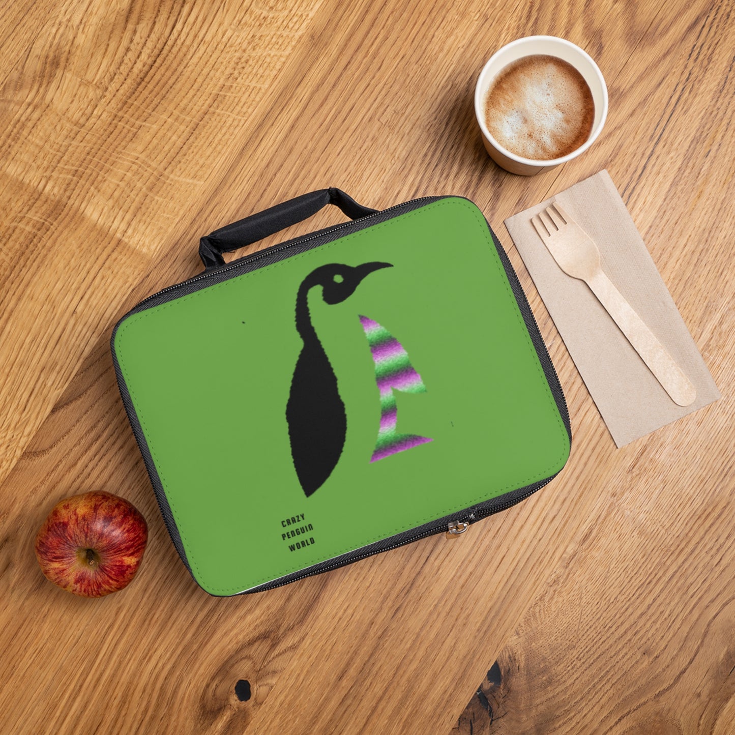 Lunch Bag: Crazy Penguin World Logo Green