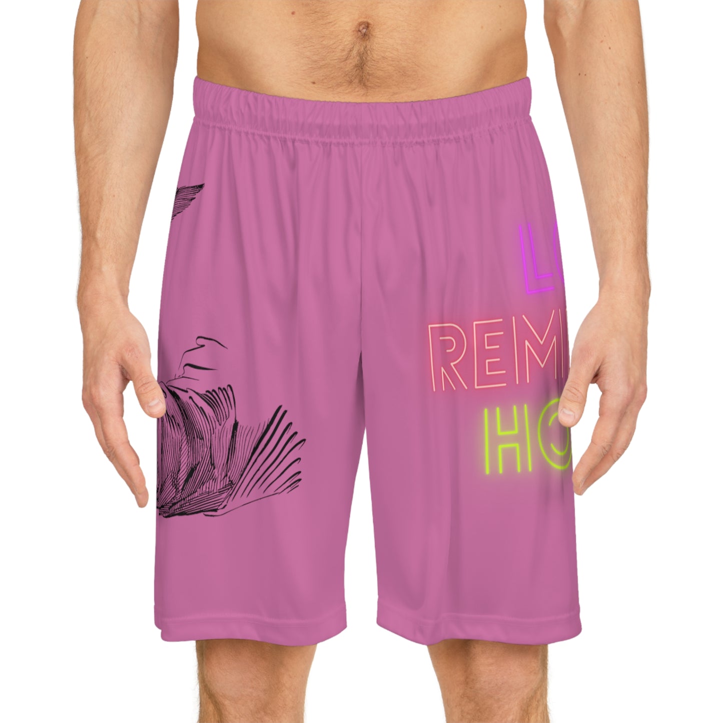 Basketball Shorts: Writing Lite Pink