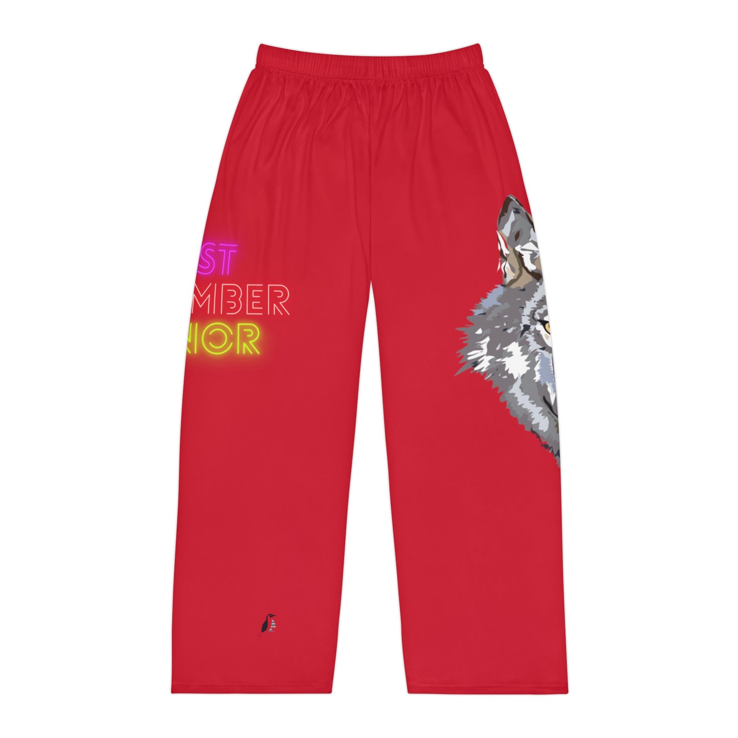 Men's Pajama Pants: Wolves Dark Red