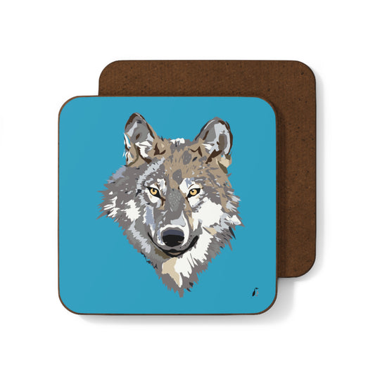 Hardboard Back Coaster: Wolves Turquoise