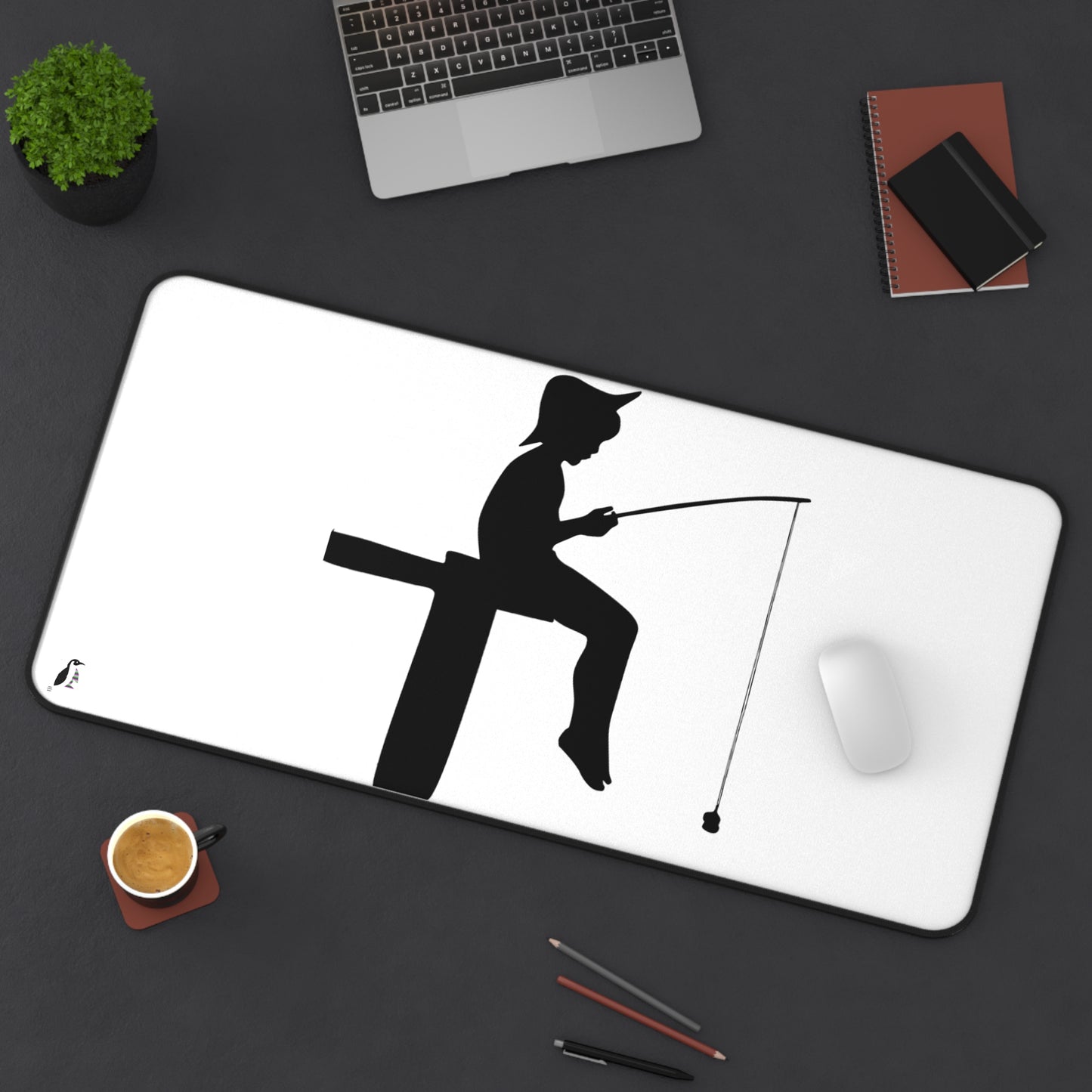 Desk Mat: Fishing White