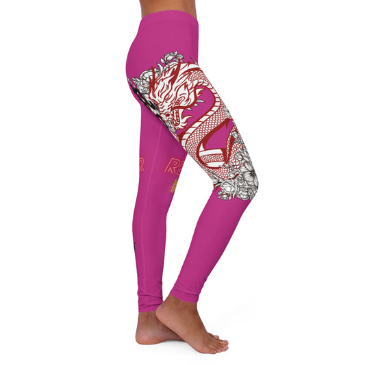 Women's Spandex Leggings: Dragons Pink