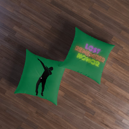 Tufted Floor Pillow, Square: Dance Dark Green