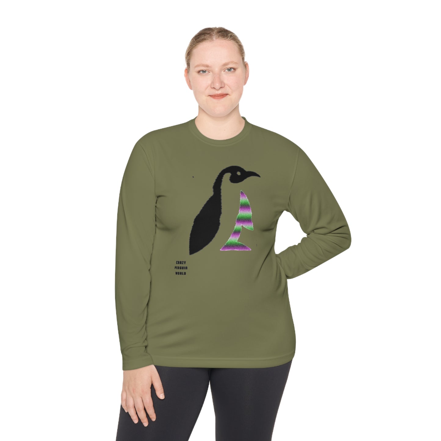 Lightweight Long Sleeve Tee: Crazy Penguin World Logo #1