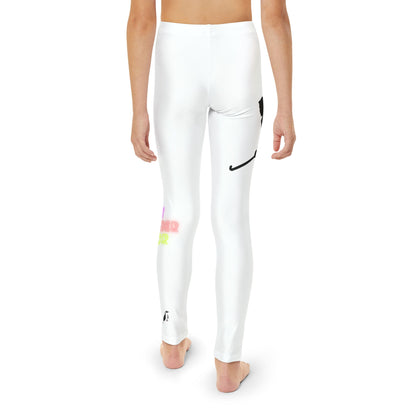 Youth Full-Length Leggings: Hockey White