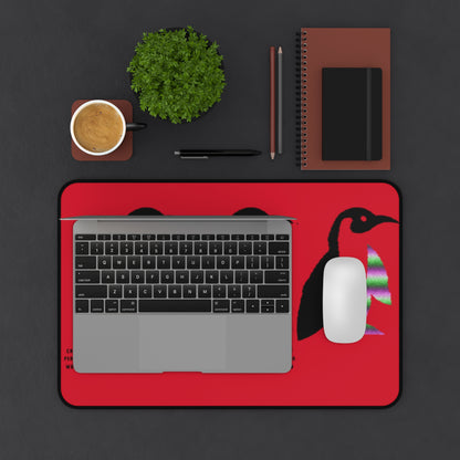 Desk Mat: Crazy Penguin World Logo Dark Red