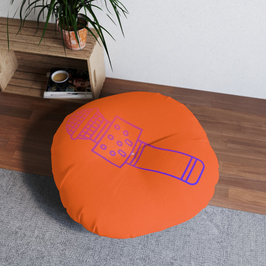 Tufted Floor Pillow, Round: Music Orange