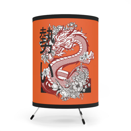 Tripod Lamp with High-Res Printed Shade, US\CA plug: Dragons Orange