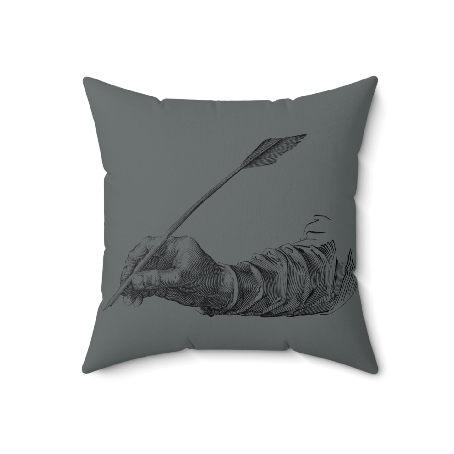 Spun Polyester Square Pillow: Writing Dark Grey