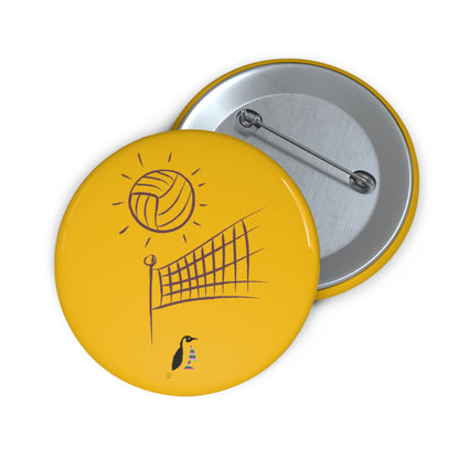 Custom Pin Buttons Volleyball Yellow