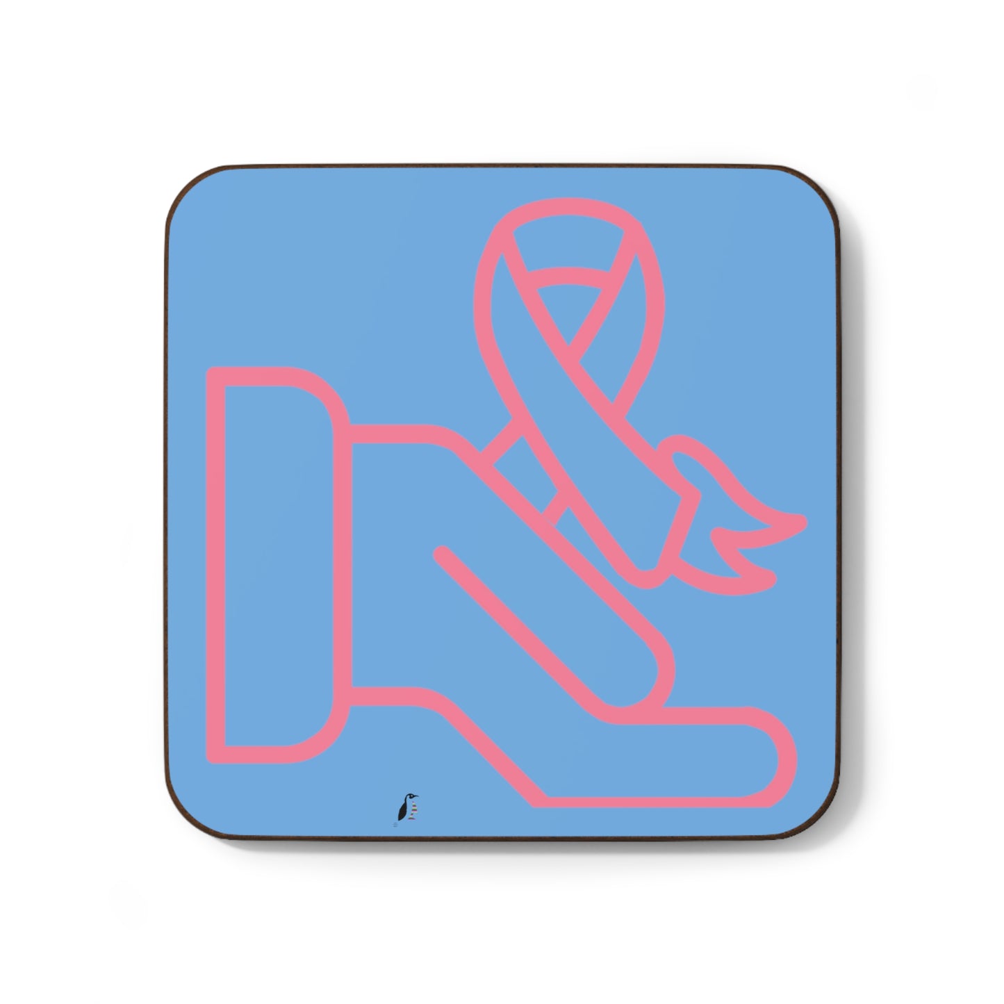 Hardboard Back Coaster: Fight Cancer Lite Blue